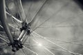 Not the color image of a wheel of the bicycle with bokeh Royalty Free Stock Photo