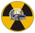 Yellow sign on radiation and objects Royalty Free Stock Photo