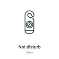 Not disturb outline vector icon. Thin line black not disturb icon, flat vector simple element illustration from editable signs