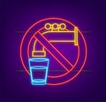 Not drinkable water neon sign. Prohibition sign. Vector stock illustration.