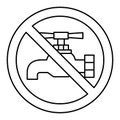 Not drinkable water, prohibition sign. Do not drink water, sign. Tap icon. Faucet forbidden icon. Thin line symbol. Vector