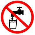 Not drinkable water on white background. Do not drink water sign. flat style Royalty Free Stock Photo