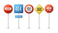 Not Found Error Concept Roadsign Set. Vector