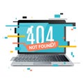 404 Not Found Page in Computer Concept Glitch Style. Vector