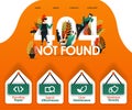 404 NOT FOUND with people looking for error and problems. can use for, landing page, web, mobile app, poster, banner, flyer, vecto