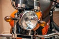 Not a glowing headlight on a new sport motorcycle