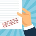 Not guilty concept hand holding paper with stamp Royalty Free Stock Photo