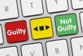 Not Guilty or Guilty - Inscription on Red-Yellow-Green Keyboard Key Royalty Free Stock Photo
