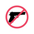 Not gun. Prohibiting sign. Warning Do not bring guns Royalty Free Stock Photo