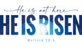 He is not here He is Risen - elegant lettering quote