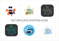 Not impulsive shopping icons set