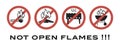 Not open flames. prohibiting signs