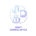 Not overfill kettle blue concept icon