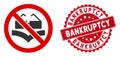 Not Read Books Icon with Textured Bankruptcy Seal Royalty Free Stock Photo