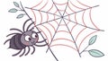 A cartoon spider on its web with autumn leaves nearby, vector design Generative AI Royalty Free Stock Photo