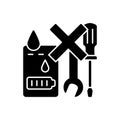 Not serviceable if exposed to liquids black glyph manual label icon Royalty Free Stock Photo