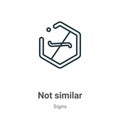 Not similar symbol outline vector icon. Thin line black not similar symbol icon, flat vector simple element illustration from