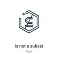 Is not a subset symbol outline vector icon. Thin line black is not a subset symbol icon, flat vector simple element illustration