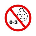 Not suitable for children under 3 years symbol. Vector