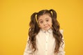 Not sure. Adorable schoolgirl. Schoolgirl pupil long hair cute ponytails hairstyle. Educational program. Homeschooling