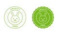 Not Tested On Animal Stamps Set. Cruelty-Free Green Label. Natural Cosmetic Makeup Beauty Product Stickers. Rabbit