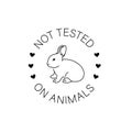 Not tested on animals thin line rabbit logo emblem