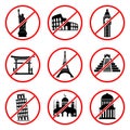 Not to visit landmarks icons