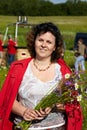 Not young woman with a bouquet of wildflowers Royalty Free Stock Photo