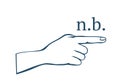 Nota bene hand with index finger. Royalty Free Stock Photo