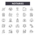 Notaries line icons, signs, vector set, linear concept, outline illustration