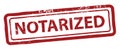 notarized, red grunge rubber stamp