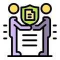 Notary agreement icon color outline vector