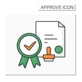Notary approving color icon