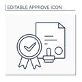 Notary approving line icon