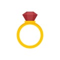 Notary gold ring icon flat isolated vector