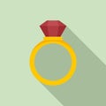 Notary gold ring icon, flat style