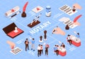 Notary Isometric Flowchart Composition