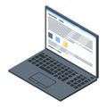 Notary laptop icon, isometric style