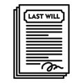 Notary last will icon, outline style