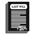 Notary last will icon, simple style