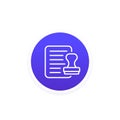 notary line icon with a stamp, vector