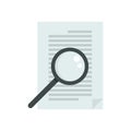 Notary magnifier paper icon flat isolated vector