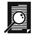 Notary magnifier paper icon, simple style