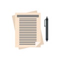 Notary paper pen icon flat isolated vector Royalty Free Stock Photo