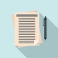 Notary paper pen icon, flat style Royalty Free Stock Photo