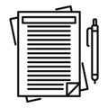 Notary paper pen icon, outline style Royalty Free Stock Photo