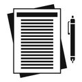 Notary paper pen icon, simple style Royalty Free Stock Photo