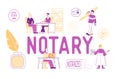 Notary Professional Service Concept. People Visit Lawyer Office for Signing and Legalization Documents