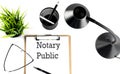 NOTARY PUBLIC text on a clipboard on the white background Royalty Free Stock Photo