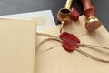 Notary public wax stamp - seal on notarized document Royalty Free Stock Photo